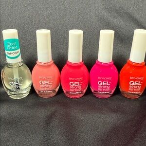 5 brand new Broadway Gel Strong Nail Polish in different shades
